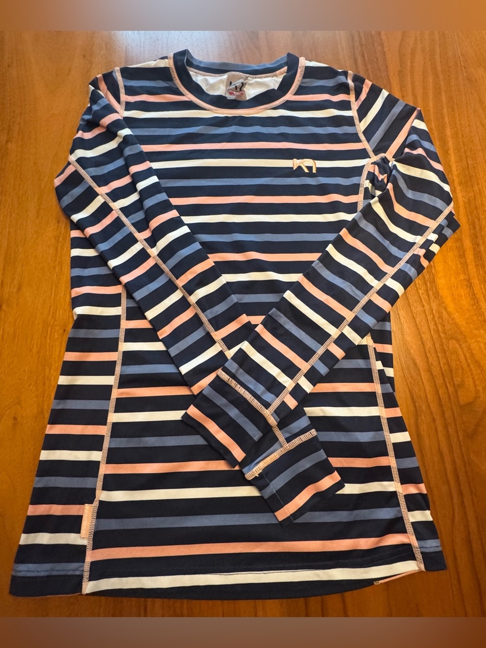 Kari Traa Striped Crewneck Long-Sleeved Base Layer Top, Size S